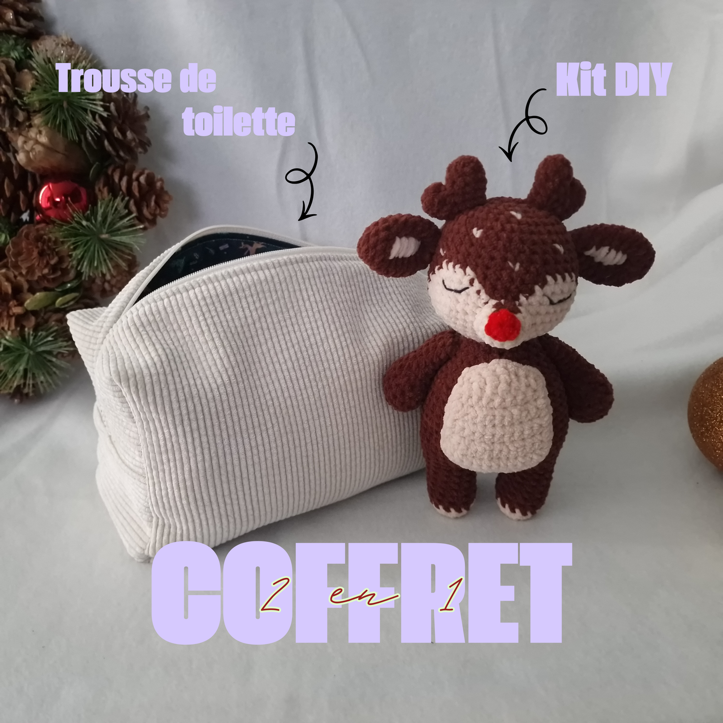 Kit DIY Renne de Noël format trousse de toilette